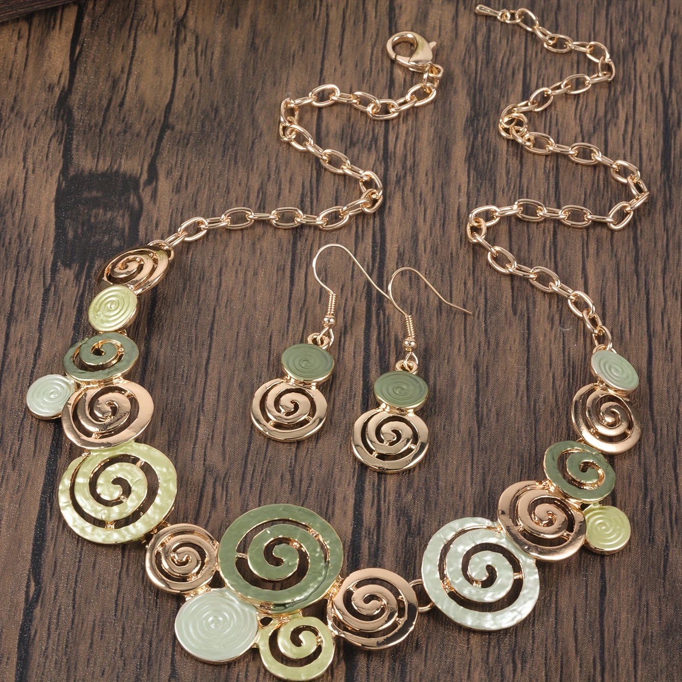 Bohemian Geometric Jewelry Set: Necklace and Earrings
